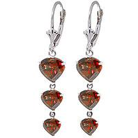 Garnet Triple Heart Drop Earrings 6.0ctw in 9ct White Gold