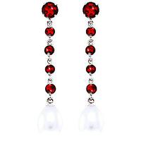 Garnet and Pearl by the Yard Drop Earrings 10.0ctw in 9ct White Gold