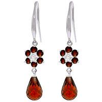 garnet and diamond daisy chain drop earrings 545ctw in 9ct white gold