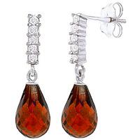 garnet and diamond stem droplet earrings 45ctw in 9ct white gold