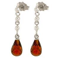 garnet and diamond chain droplet earrings 30ctw in 9ct white gold