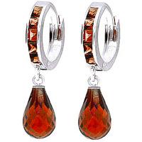 Garnet Droplet Huggie Earrings 5.35ctw in 9ct White Gold