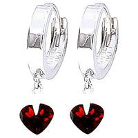 Garnet Heart Earrings 1.5ctw in 9ct White Gold