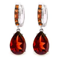 Garnet Droplet Huggie Earrings 13.2ctw in 9ct White Gold