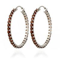 Garnet Metro Hoop Earrings 6.0ctw in 9ct White Gold