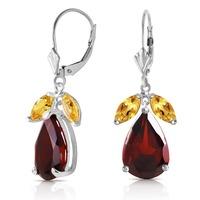 garnet and citrine drop earrings 130ctw in 9ct white gold