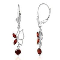 Garnet Butterfly Drop Earrings 0.35ctw in 9ct White Gold