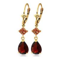 Garnet and Citrine Droplet Earrings 4.5ctw in 9ct Gold