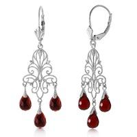 Garnet Mirage Briolette Drop Earrings 3.75ctw in 9ct White Gold