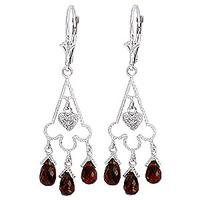 Garnet and Diamond Trilogy Drop Earrings 6.3ctw in 9ct White Gold