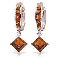 Garnet Huggie Hoop Earrings 4.4ctw in 9ct White Gold