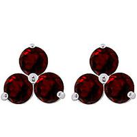 Garnet Trinity Stud Earrings 1.5ctw in 9ct White Gold