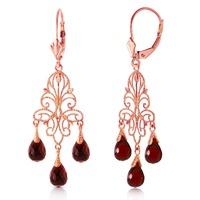 Garnet Mirage Briolette Drop Earrings 3.75ctw in 9ct Rose Gold