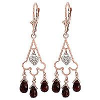 garnet and diamond trilogy drop earrings 63ctw in 9ct rose gold