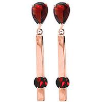 Garnet Bar Drop Earrings 4.25ctw in 9ct Rose Gold