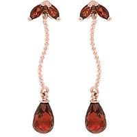 Garnet Teardrop Briolette Earrings 3.4ctw in 9ct Rose Gold