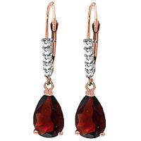 Garnet and Diamond Belle Drop Earrings 3.0ctw in 9ct Rose Gold