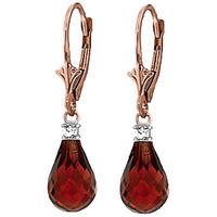 Garnet and Diamond Droplet Earrings 4.5ctw in 9ct Rose Gold