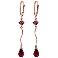 garnet twist drop earrings 35ctw in 9ct rose gold