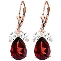 Garnet and White Topaz Drop Earrings 13.0ctw in 9ct Rose Gold