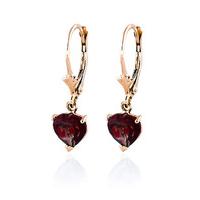 garnet heart drop earrings 305ctw in 9ct rose gold