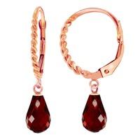 Garnet Plait Stem Briolette Drop Earrings 3.0ctw in 9ct Rose Gold