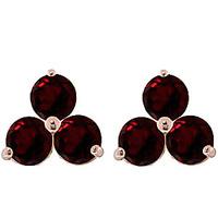 Garnet Trinity Stud Earrings 1.5ctw in 9ct Rose Gold