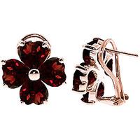 Garnet Flower Heart Stud Earrings 6.5ctw in 9ct Rose Gold