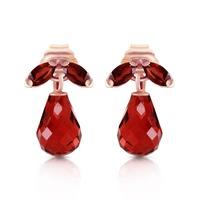 Garnet Snowdrop Briolette Stud Earrings 3.4ctw in 9ct Rose Gold