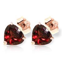 Garnet Heart Stud Earrings 3.25ctw in 9ct Rose Gold