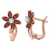 Garnet and Diamond Flower Petal Stud Earrings 1.0ctw in 9ct Rose Gold