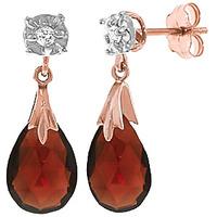 Garnet and Diamond Comet Stud Earrings 6.0ctw in 9ct Rose Gold