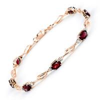 Garnet and Diamond Classic Tennis Bracelet 3.38ctw in 9ct Rose Gold