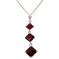 Garnet Three Stone Pendant Necklace 2.4ctw in 9ct Rose Gold