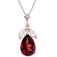 Garnet and White Topaz Pendant Necklace 6.5ctw in 9ct Rose Gold