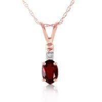 Garnet and Diamond Pendant Necklace 0.45ct in 9ct Rose Gold