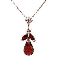 Garnet Snowdrop Briolette Pendant Necklace 1.7ctw in 9ct Rose Gold