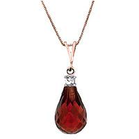 garnet and diamond pendant necklace 225ct in 9ct rose gold