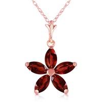 Garnet Flower Star Pendant Necklace 1.4ctw in 9ct Rose Gold