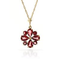 Garnet Sunflower Pendant Necklace 2.43ctw in 9ct Rose Gold