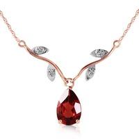 Garnet and Diamond Vine Branch Pendant Necklace 1.5ct in 9ct Rose Gold