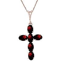 Garnet Rio Cross Pendant Necklace 1.5ctw in 9ct Rose Gold