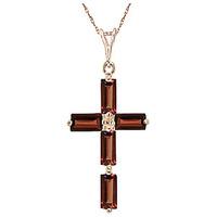 Garnet Cross Pendant Necklace 1.15ctw in 9ct Rose Gold