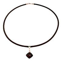 garnet and diamond leather pendant necklace 875ct in 9ct rose gold