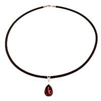 Garnet and Diamond Leather Pendant Necklace 6.0ct in 9ct Rose Gold