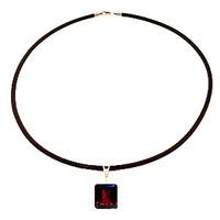 Garnet and Diamond Leather Pendant Necklace 6.5ct in 9ct Rose Gold