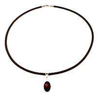 Garnet and Diamond Leather Pendant Necklace 7.55ct in 9ct Rose Gold