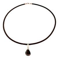 Garnet and Diamond Leather Pendant Necklace 6.5ct in 9ct Rose Gold