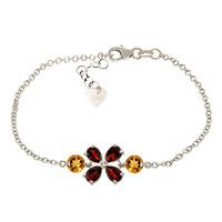 Garnet and Citrine Adjustable Bracelet 3.15ctw in 9ct White Gold