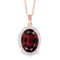 Garnet and Diamond Halo Pendant Necklace 6.05ct in 9ct Rose Gold